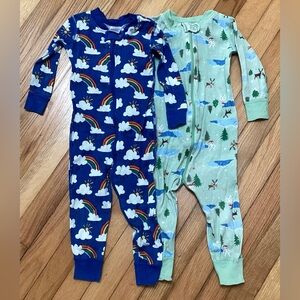 lot of 2 Hanna Andersson Zip Sleeper Pajama Bundle size 2t